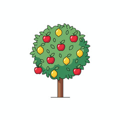 Fruit Tree with Apples and Oranges