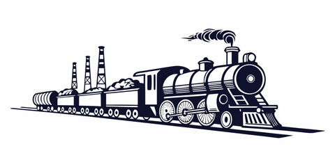 A vintage steam locomotive with a passenger car and caboose traveling through a scenic landscape. © Mamun