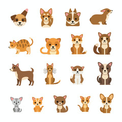 Obraz premium Cute Cartoon Dogs and Cats Illustration Set