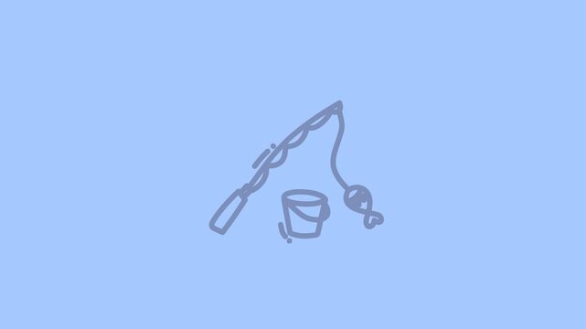 Minimalist fishing icon motion video with clean flat design and smooth loop animation, perfect for holiday themes, travel promos, and summer branding.