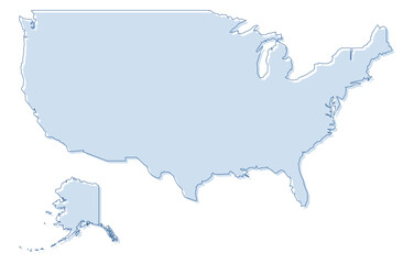 Obraz premium Soft Blue Simple with Outline USA Map American Country