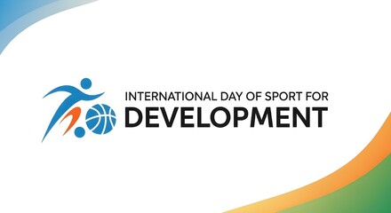 International Day of Sport for Development with abstract athlete and blue background