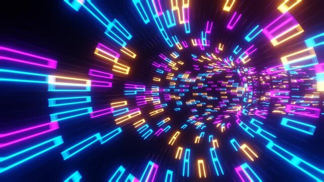 Hyperspace warp tunnel with light speed effect for sci-fi films, space travel scenes, and cinematic trailers. Epic seamless loop perfect for title sequences. Ultra HD 4K.