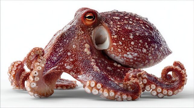 full body image of an octopus calamari on a white background
