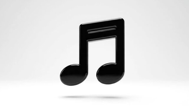 Shiny black eighth note on white background for music concepts