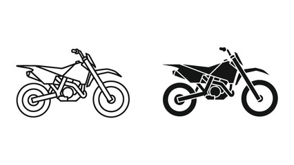 Fototapeta premium Black and white illustration of two dirt bikes side by side