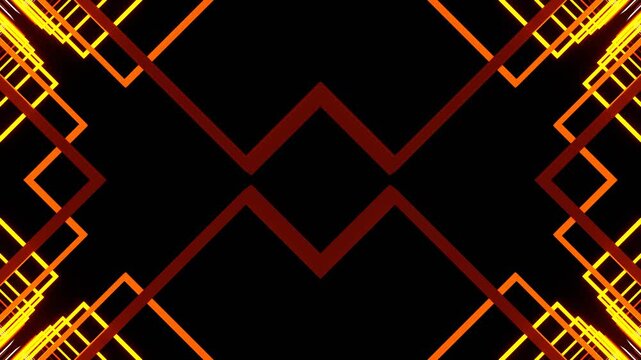 Orange and White Neon Square Shapes Kaleidoscope Background VJ Loop in 4K