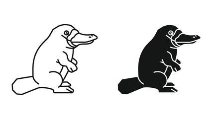 Obraz premium Black and white platypus illustration, vector graphic
