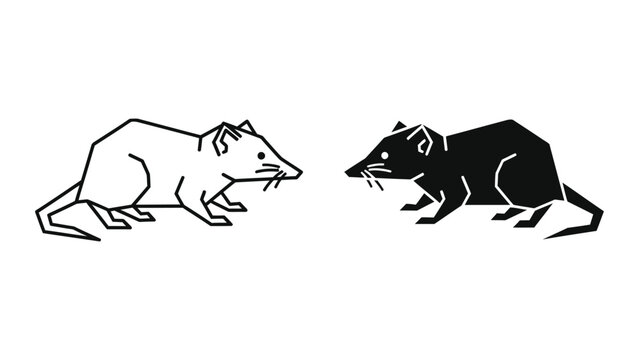 Simple black and white illustration of two rats facing each other