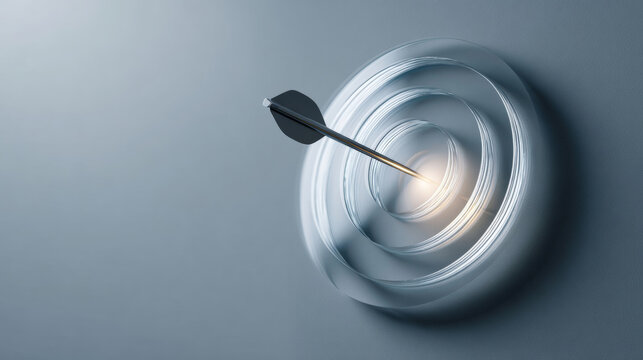 Arrow hitting center of glass target