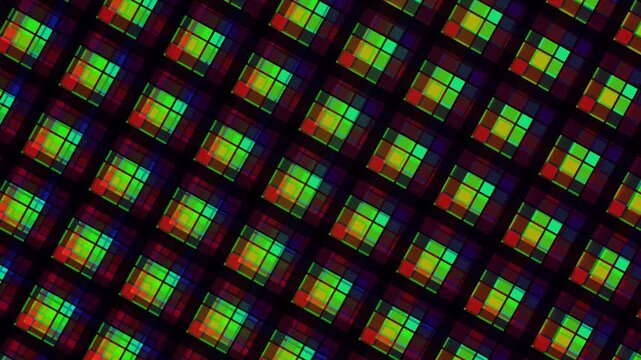 Abstract Digital Moire Pattern with Intersecting Grid Lines and Color Shifting Squares, Dynamic Generative Art for Technology Presentations, Futuristic Visual Background for Creative Projects