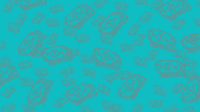 money doodle illustration in minimal line art style, playful finance themed pattern perfect for wrapping paper and digital use.