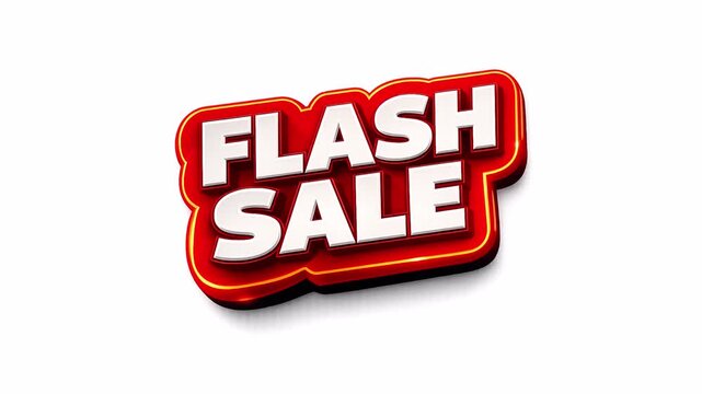 Animated video text Flash Sale, white and red, on a transparent or alpha background, 4K footage.