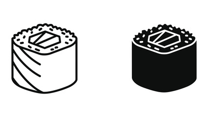 Sushi roll illustrations in black and white © jpgmarket