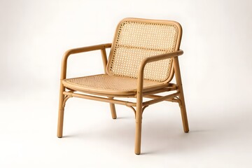 Fototapeta premium Modern Rattan Armchair for Contemporary Living Room and Interior Styling Concept