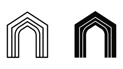 Fototapeta premium Simple black and white graphic of two arches