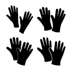 Obraz premium Various black glove silhouettes presented in a clean and minimalist graphic design