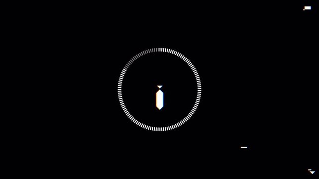 5 Seconds Countdown Timer Glitch From 5 to 0 4K AlphaChannel White Digital Number with Circular Progress Ring Radial Scale RGB Split and Screen Glitch on Black Background Overlay