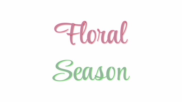 Elegant floral season typography animation with soft glow effect. Handwritten script lettering isolated on transparent background, perfect for spring promos, wedding titles, and seasonal motion.