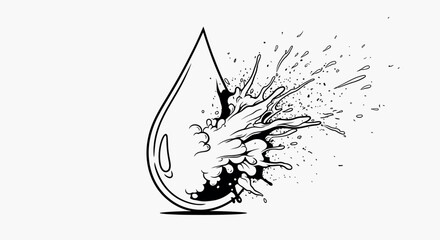 Obraz premium Droplet Explosion in Dynamic Sketch Style with High Contrast Black and White for Editorial Illustration