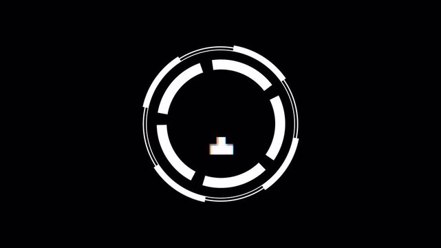 4K Alpha Channel Glitch Countdown Timer Effect with Circular White Segment Rings Pixelated Number 5 to 0 Sequence  On Transparent Background