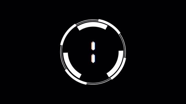 4K Alpha Channel Glitch Countdown Timer Effect with Dual Concentric White Rings Segment Animation Pixelated Number 5 to 0  On Transparent Background