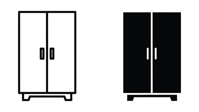 Black and white cabinet icon set