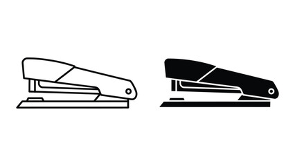 Stapler outline and solid black illustration