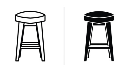 Two simple black and white stool illustrations side by side