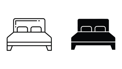 Bed outline icon set