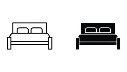 Simple bed icons in outline and filled styles
