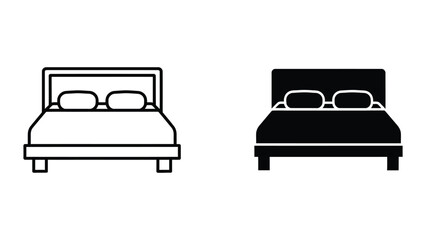 Simple bed icons in black and white