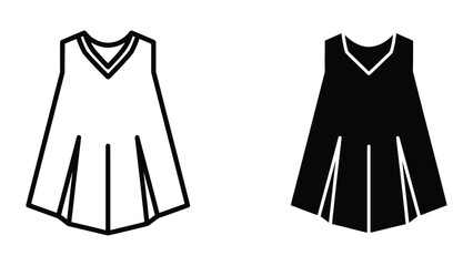 Simple black and white illustration of two sleeveless dresses