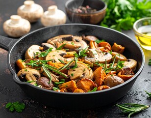 Pilzpfanne mit frischen Kr&auml;utern