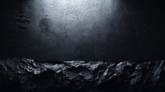 illustration showcasing a black wall with dark gray charcoal concrete texture and subtle grunge distress. The surface appears aged and authentic, offering a refined yet raw background suitable 