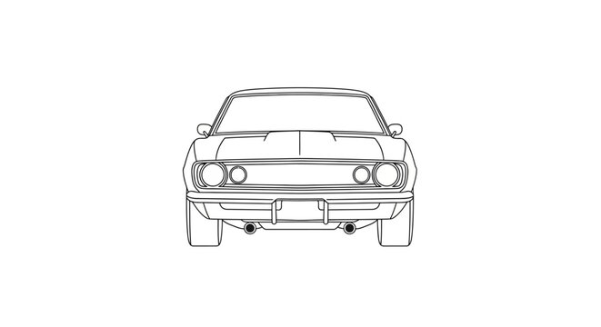 Vintage car front view illustration with headlights and bumper.