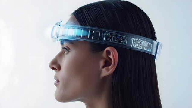 Futuristic Brain-Computer Interface Headband for Mental Focus with Massive Copy Space
