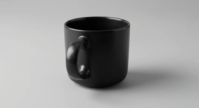 Simple black matte coffee mug on clean gray background