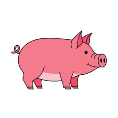 Fototapeta premium Pink Pig Cartoon Character