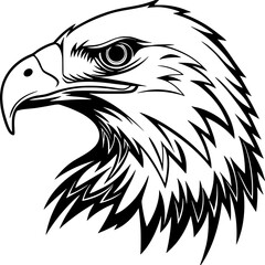 Obraz premium Bald Eagle Head Vector Logo Black And White Mascot Bird Illustration Isolated. Ai generatef