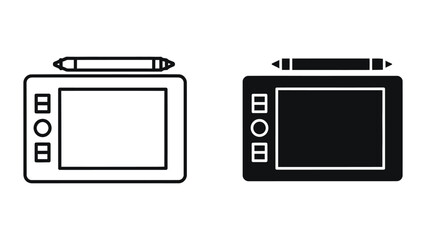 Graphics tablet icons in black and white
