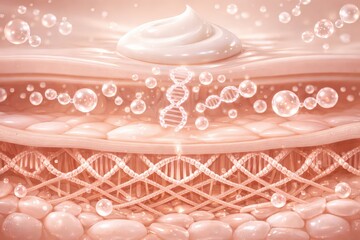 Skin Structure With Collagen And DNA Concept