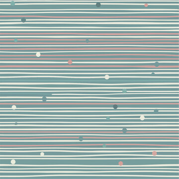 Abstract seamless pattern of horizontal striped lines and scattered dots with a simple design