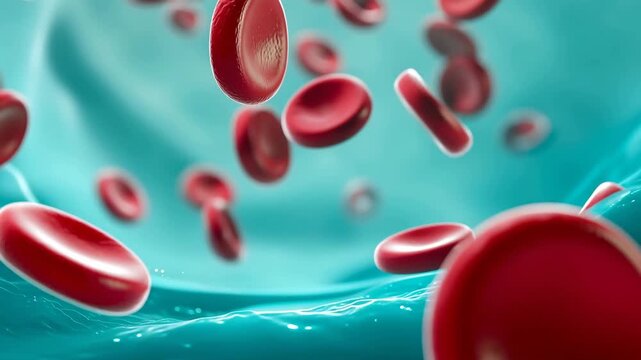 multiple red blood cells biconcave discs floating toward the camera, red blood cells, biconcave discs, 4k video, floating, camera movement, microscopic view, biology