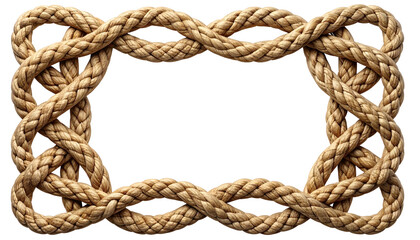 Fototapeta premium Rope Border Frame Twisted Natural Fiber Frame