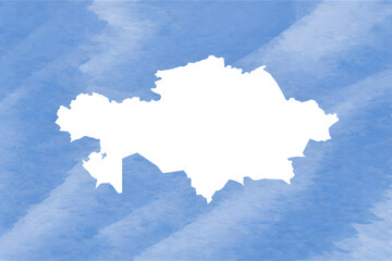 Obraz premium Kazakhstan map silhouette in white against blue sky background