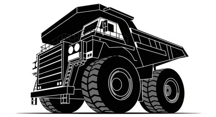 Heavy Duty Mining Dump Truck Vector Illustration. © Budd