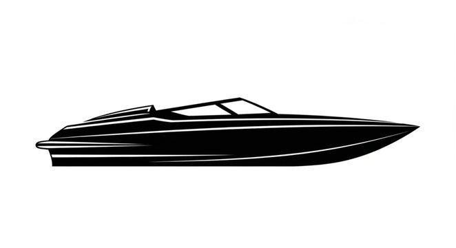 Sleek black speedboat with sharp lines and modern design.