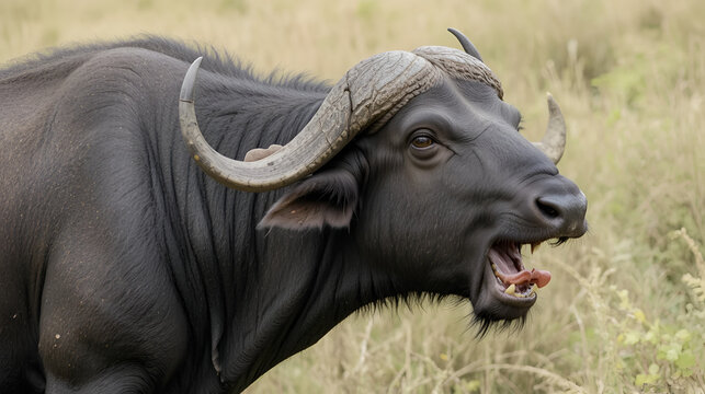 African buffalo exhibiting the flehmen response, Kruger National Park
