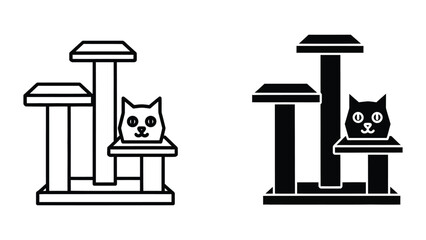 Cat on cat tree graphic © Jahidul